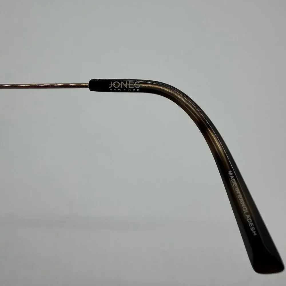 Jones New York J242 Brown Horn Eyeglasses 48-16-135 Rose Gold Cat Eye Women’s